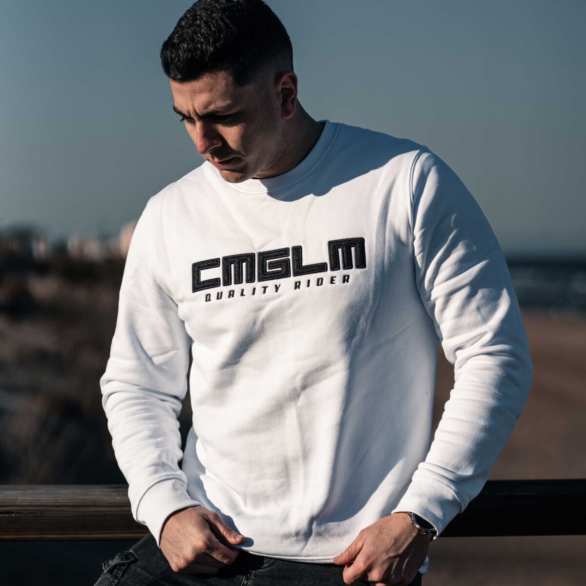 Sudadera Unisex CMGLM QR Crew - White / Black